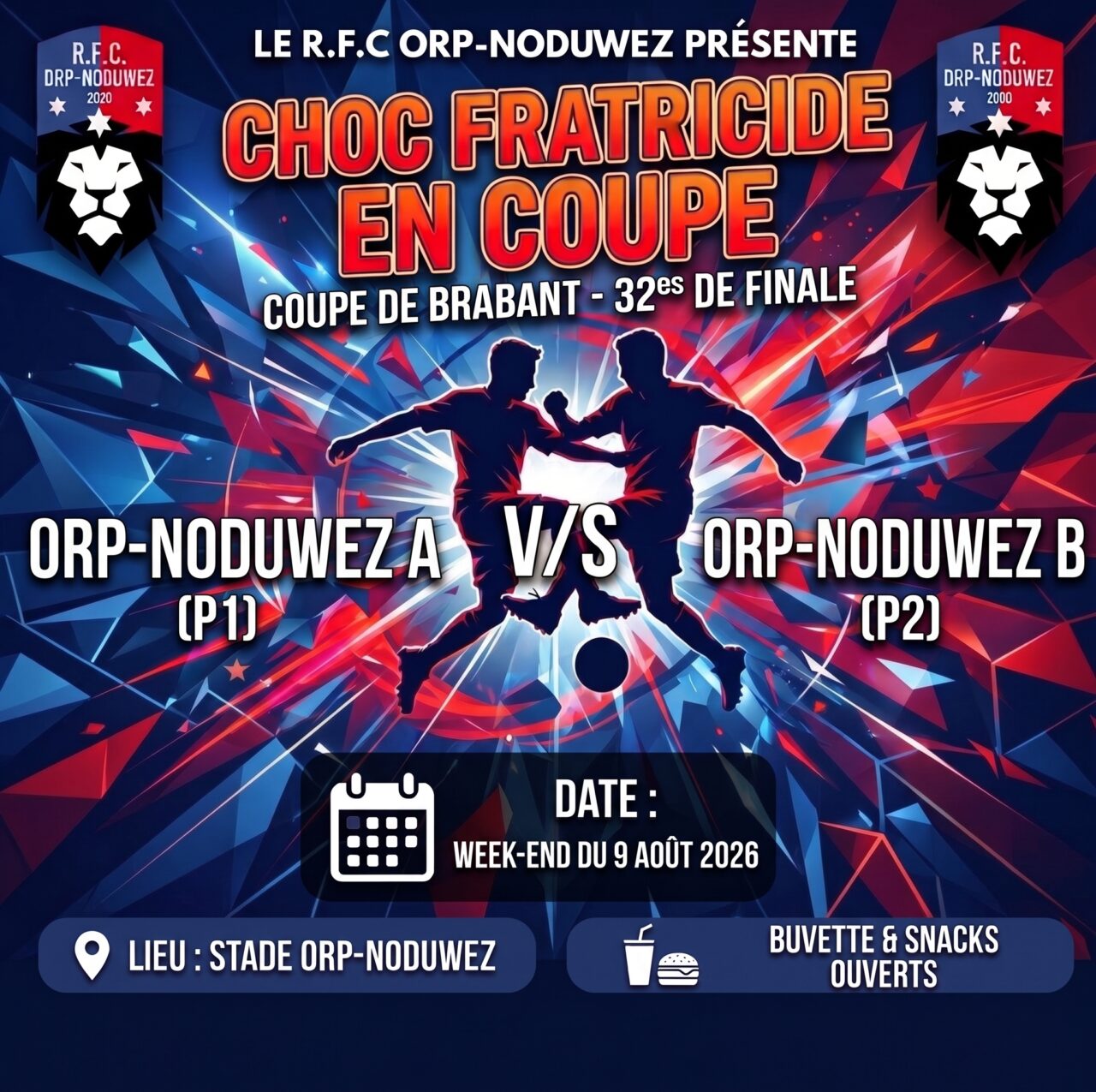 ! 🚨 Choc fratricide en 32es de finale de la Coupe de Brabant : Le R.F.C Orp-Noduwez A affrontera… le R.F.C Orp-Noduwez B !